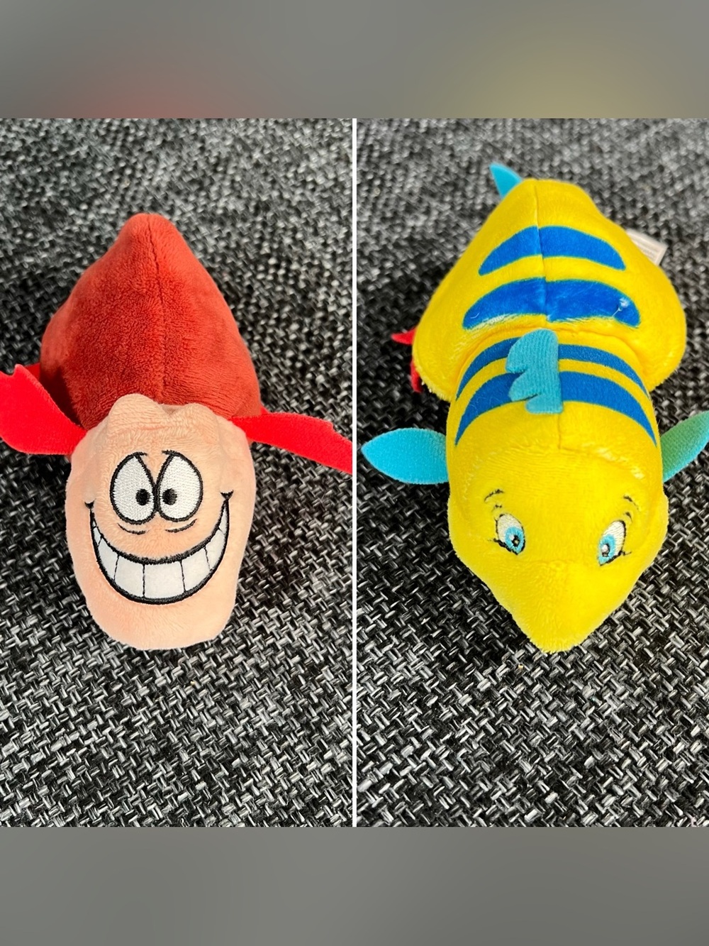 Disney Plush Fish and Crab Set - Yellow, Blue, Red